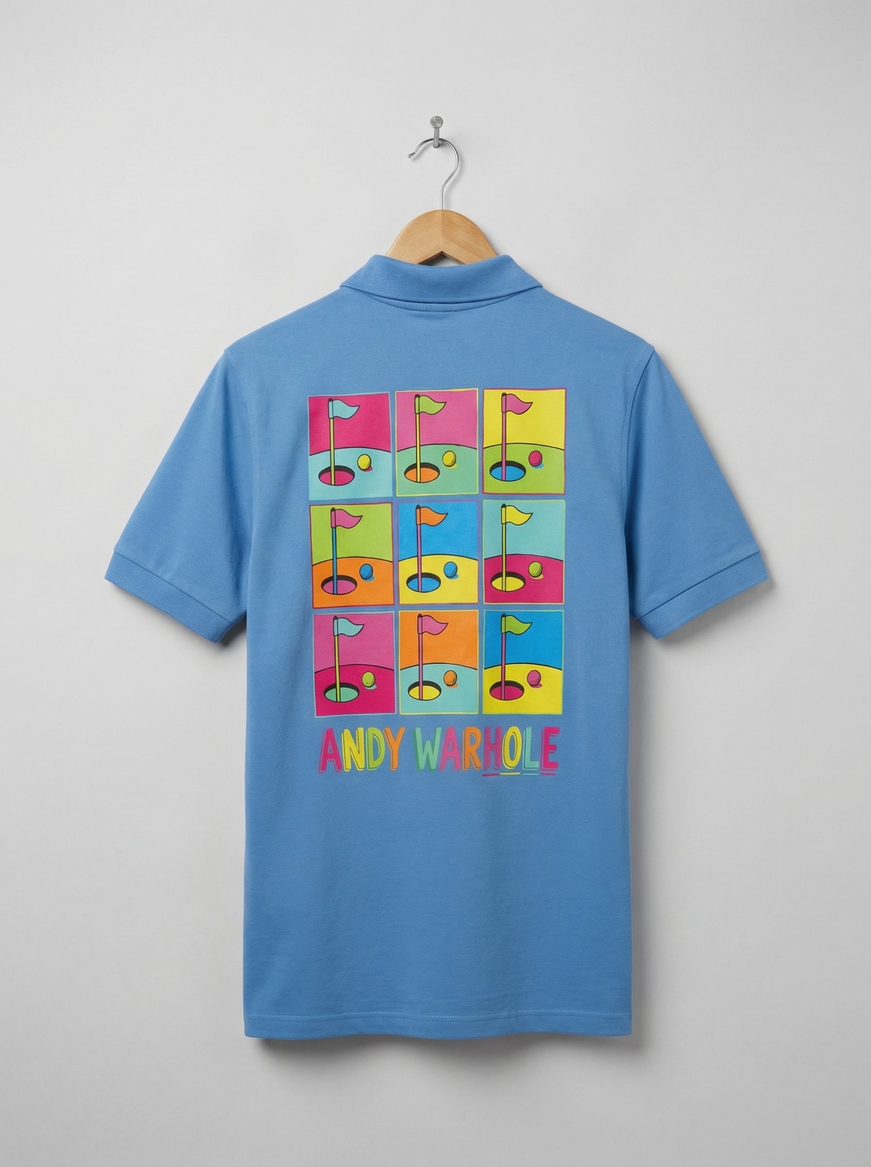andy warhole ocean blue polo
