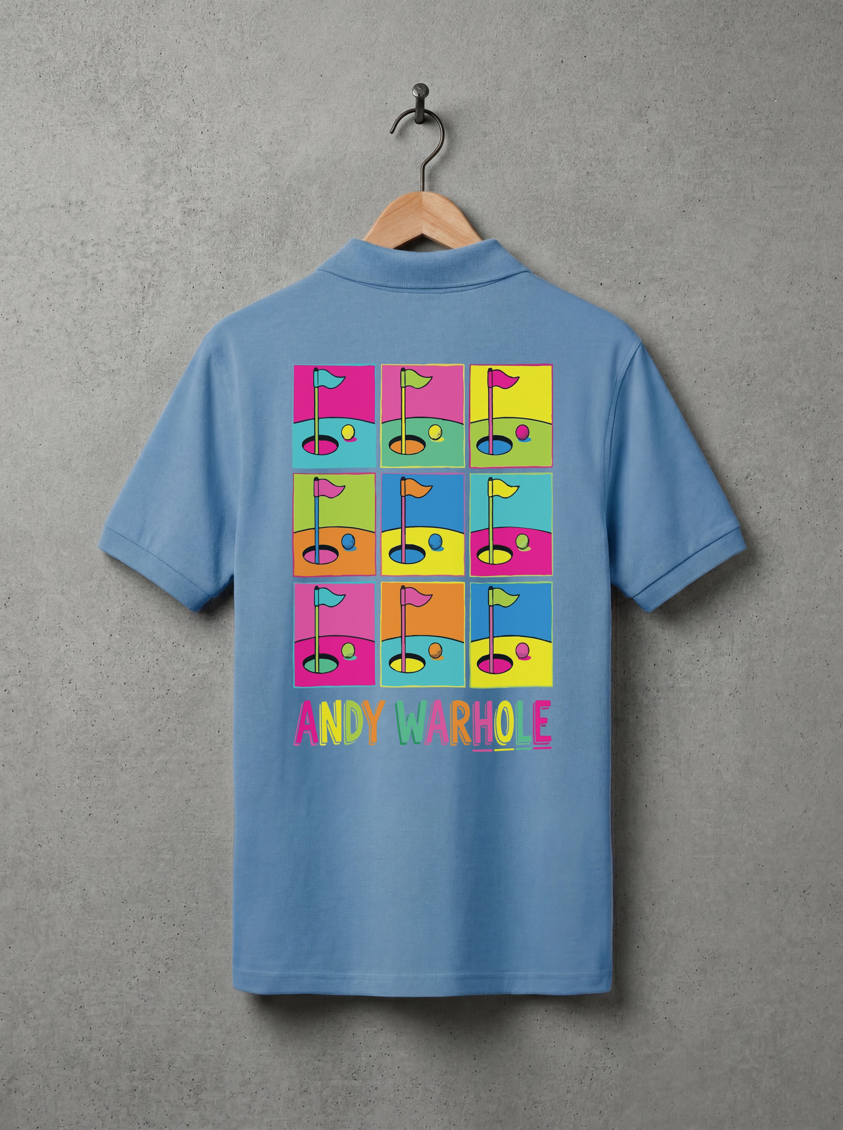 andy warhole ocean blue polo