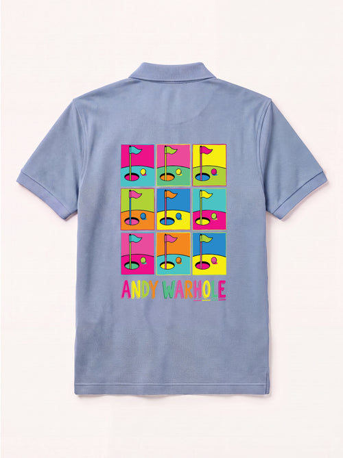 andy warhole ocean blue polo