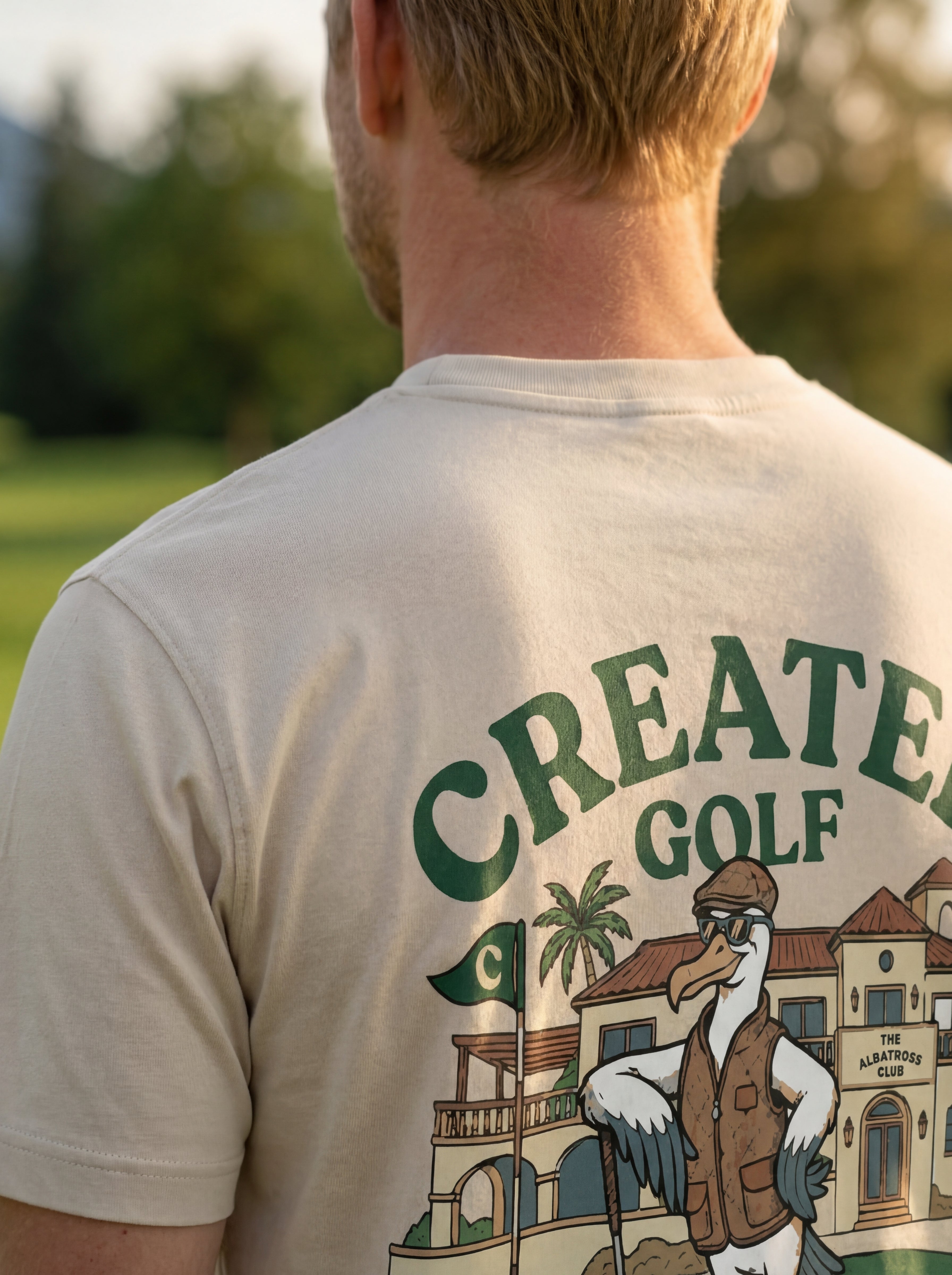 big birdie energy tee detail sand